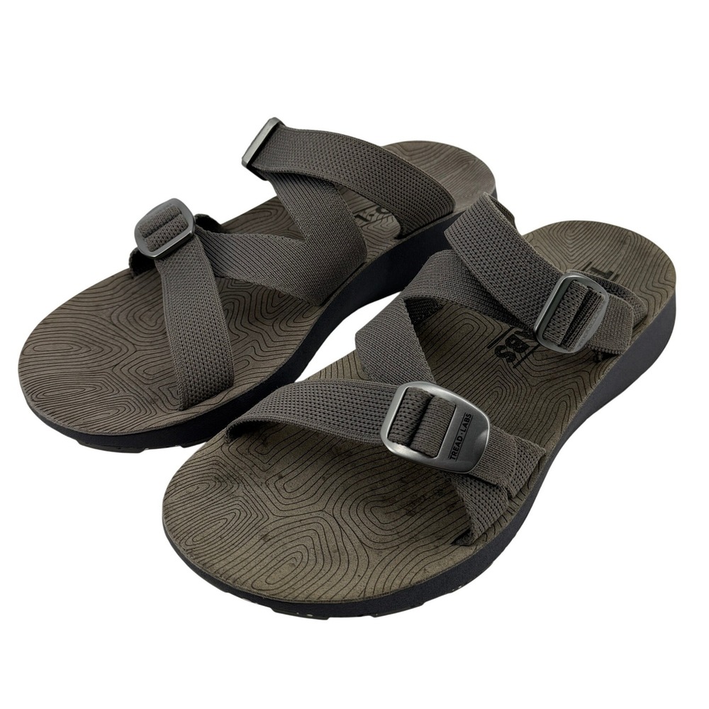 Tread Labs Redway Slide Sandals Gray Men 10 Adjustable Straps Hiking Supportive